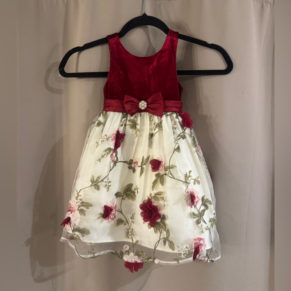 American Princess Red and Cream Floral Dress